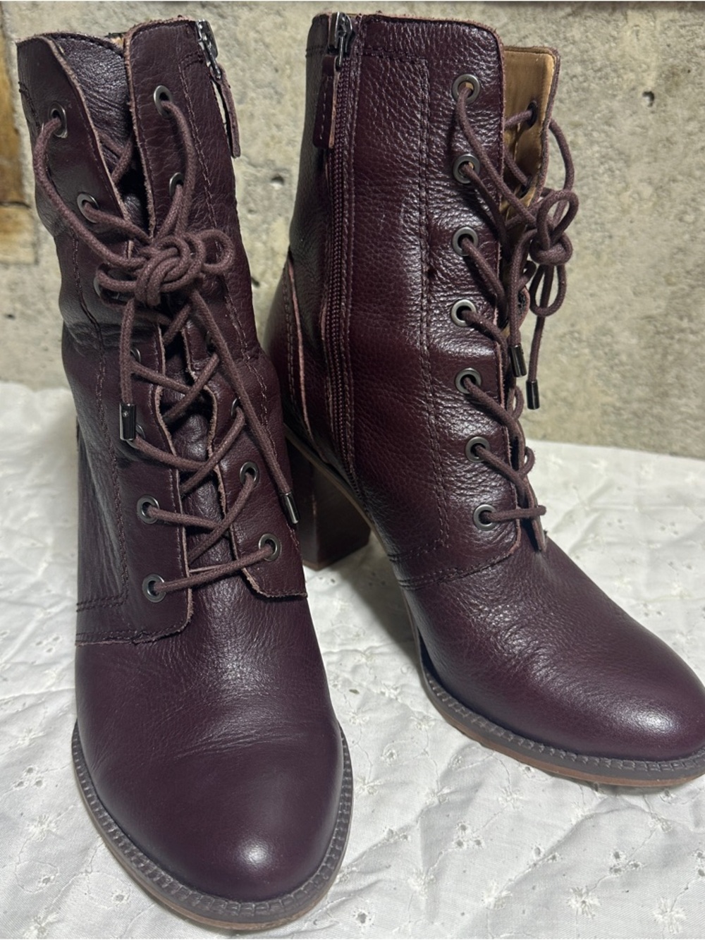 Franco Sarto Women's Lace-Up Ankle Boots in Burgundy